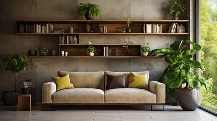 Gray-Green Harmony: Cozy Living Room Retreat