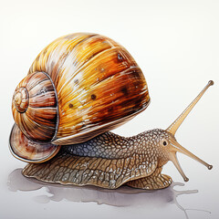 watercolor Snail clipart, Generative Ai