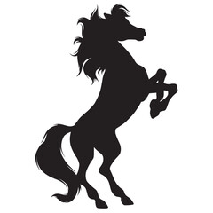 Drawing the black silhouette of standing horse on a white background - 686623578