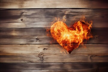 wooden background with a burnt heart for Valentine's Day. vignette. place for text