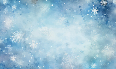 watercolor christmas background with snowflakes