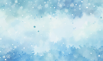 watercolor christmas background with snowflakes