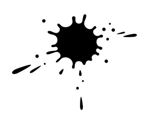 Ink spot black silhouette. Hand drawn vector splash of black color isolated on white background.