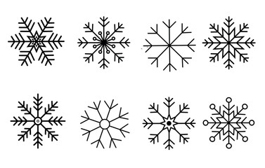 Obraz premium Snowflake liner icon collection for winter holiday decoration. Set of snowflake icons. Christmas and New Year icon collection.