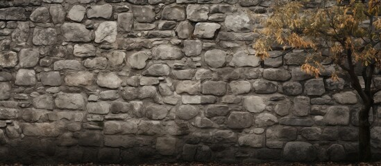 A weathered stone barrier