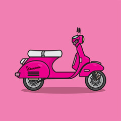 Fototapeta na wymiar Pink electric scooter