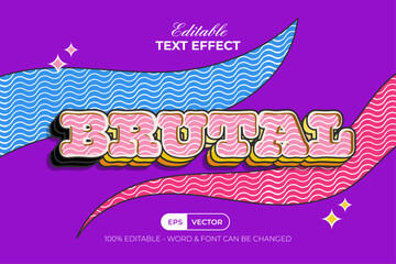 Brutal Text Effect Pop Style. Editable Text Effect.