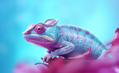 Obraz premium Creative animal concept against pink bright background. 