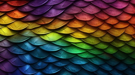 An ultra HD 3D wallpaper of intertwining colorful dragon scales, each scale reflecting a different hue of the rainbow.