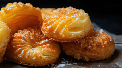 Honey Butter Biscuits, fluffy and buttery waffles on the inside, with sweet and flaky shell.  An exquisite savory bakery dish for a menu or homemade recipe.