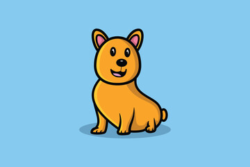 Obraz na płótnie Canvas Cute dog sitting vector icon illustration. Animal nature icon design concept. Dog face, Adorable dog, Zoo animal, Doggy icon, Man's best friend, Animal nature.