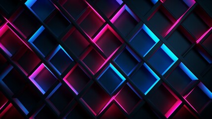 A 3D wallpaper with a lattice of bright neon lines crisscrossing against a matte black background.