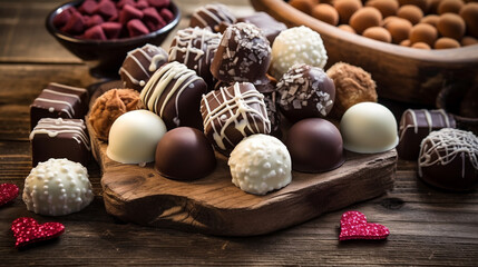Fototapeta na wymiar delicious handmade chocolates in a plate