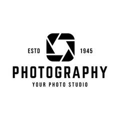 Diaphragm camera logo design. Camera logo template, vector logo for photographer