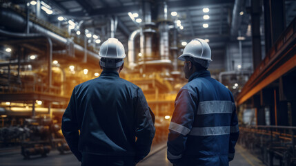 Engineers talking at industrial site