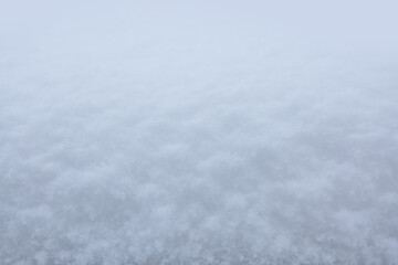 Macro photo of white snow in winter, snow texture.