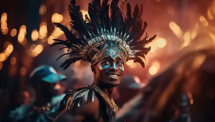 Abwaschbare Fototapete Karneval Man in masquerade costume at masquerade