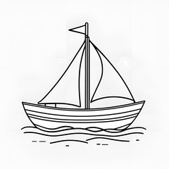 Ship on the sea. Illustration on a white background.