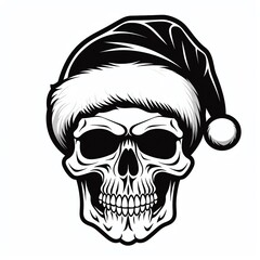 a skull wearing a santa hat