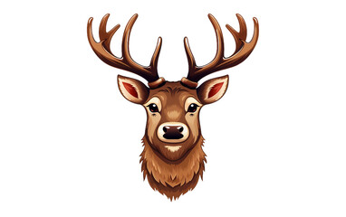 A Standalone Reindeer Face Isolated on Transparent Background PNG.