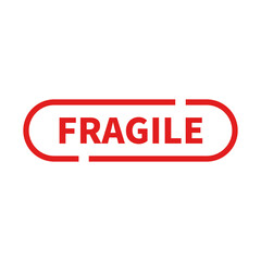 Fragile Stamp In Red Rounded Rectangle Line Shape For Information Sign Tag
