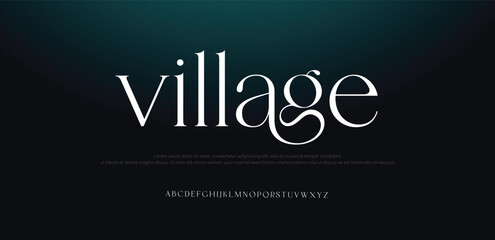 Village Elegant alphabet letters font and number. Typography Luxury classic lettering serif fonts decorative wedding vintage retro concept. vector illustration - obrazy, fototapety, plakaty