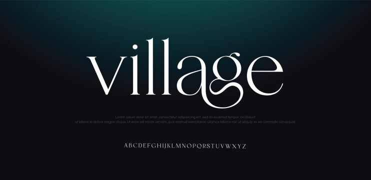 Village Elegant alphabet letters font and number. Typography Luxury classic lettering serif fonts decorative wedding vintage retro concept. vector illustration