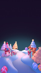 3d rendered cartoon Christmas Eve vertical background.