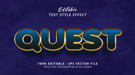Obraz premium Quest text on luxury blue and gold style effect, editable text effect