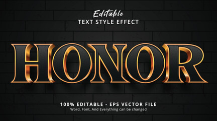 Honor text on luxury black and gold style effect, editable text effect