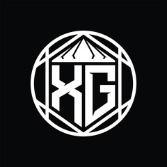 XG Letter Logo monogram hexagon slice crown sharp shield shape isolated circle abstract style design