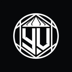 YV Letter Logo monogram hexagon slice crown sharp shield shape isolated circle abstract style design