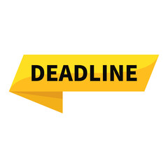Deadline In Yellow Rectangle Ribbon Shape For Limited Time Notification Information Announcement

