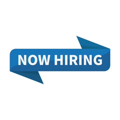 Now Hiring In Blue Rectangle Ribbon Shape For Recruitment Membership Subscribe Promotion Business Marketing Social Media
