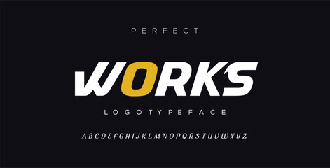 Works , a modern alphabet lowercase font. minimalist typography vector illustration design