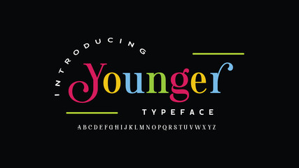 Younger, luxury modern font alphabetical vector set