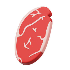 Meat Beef 3D Icon Isolated Transparent Background
