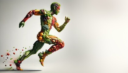 Anatomical Human Athlete Made of Fruit and Vegetables