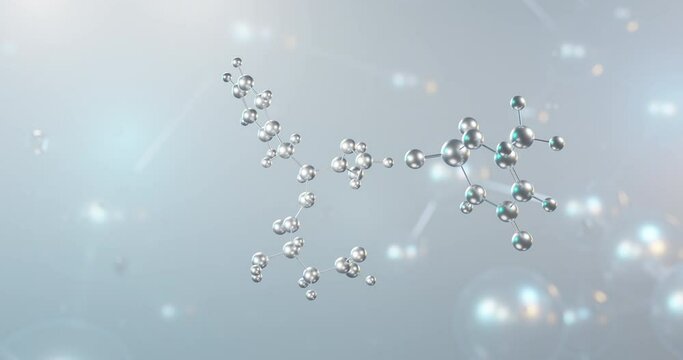 Aspartame-acesulfame salt rotating 3d molecule, molecular structure of artificial sweetener e962, seamless video