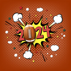 Happy New Year 2024 and football ball