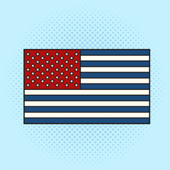 Flag of the USA inverted colors of the British flag pop art retro vector illustration. Comic book style imitation.