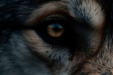 close up of a dog eyes. 