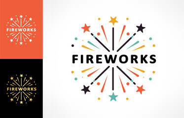 fireworks and stars logo vector design