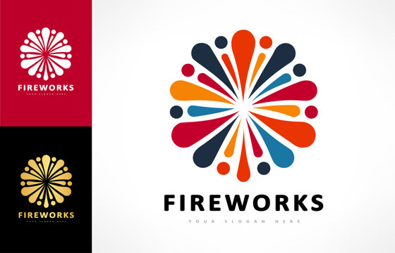 fireworks and stars logo vector design
