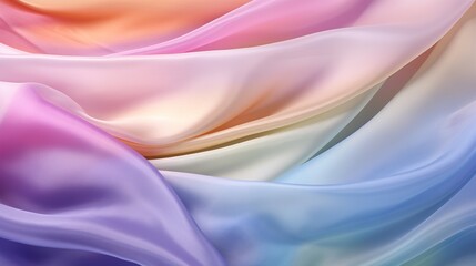 Obraz premium Silk with a soft texture in subtle yet colorful rainbow colors. Generative AI