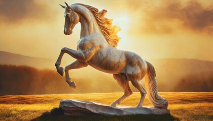3D Marble Horse Statue 