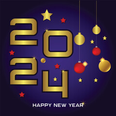 Happy New Year 2024, Happy New Year banner. Vector illustration of a Happy New Year, Happy New Year vector art design, New Year celebration design