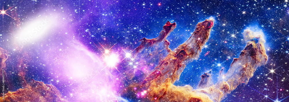Wall mural nebula and open cluster of stars in the universe. abstract astronomical galaxy. elements of this ima