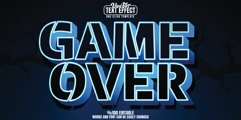 Game Over editable text effect, customizable end and finish 3D font style