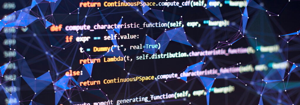 Python code computer screen. Mobile application design Concept.